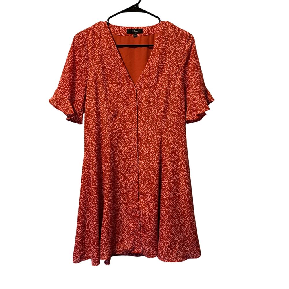 Lulu’s Dress Women’s Size S Red Sundress Midi Button Front